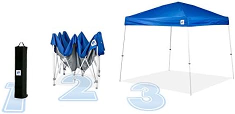 E-Z UP Sierra II Instant Pop Up Outdoor Canopy 10' x 10', Roller Bag and 4 Piece Spike Set, Royal Blue