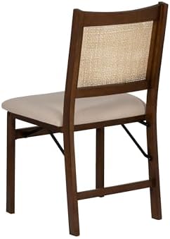 Powell Kasi Brown and Natural Rattan Cane Fully Assembled Foldable Wooden Dining Side Chair