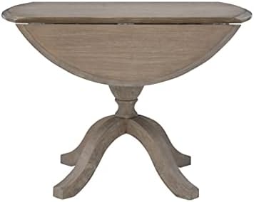 Linon Home Decor Mauro Antique Rustic Brown Drop Leaf Small Dining Table with Pedestal Base