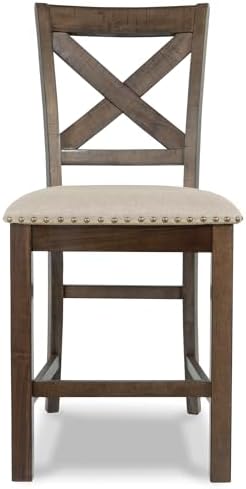 Signature Design by Ashley Rustic Counter Height Bar Stool, Set of 2, Beige