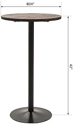 HOMCOM 42" H Round Bar Table, Solid Wood High Top Pub Table, Black