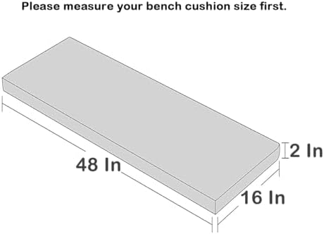 Sigmat Waterproof & Fade Resistant Outdoor Bench Cushion Black 48x16x2 Inch