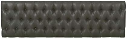 HomePop 52" Button Tufted Decorative Bench with Metal Base - Gray Faux Leather