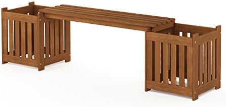 Furinno TIOMAN Outdoor Planter Box Set with Bench, Natural