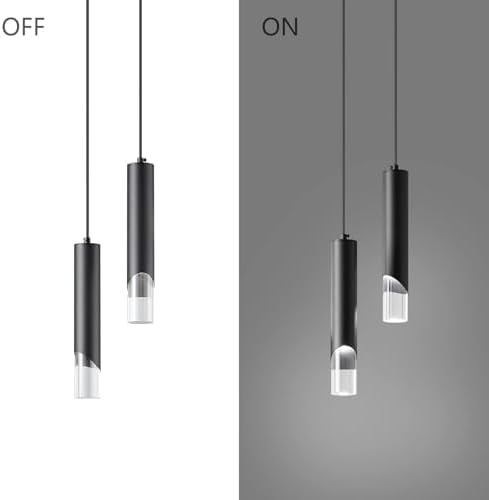 Modern Pendant Light Kitchen Light Fixture Dimmable LED Black Mini Pendant Lights Dinning Room Black Pendant Lighting for Kitchen Island Bedroom (2-Light)…