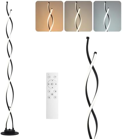 Modern Floor Lamps for Living Room Black 3‑Color Remote Dimmable