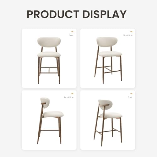 MALOL Bar Stools Set of 3, Counter Height bar stools, Kitchen Bar Stools with Backs, Modern Upholstered, Modern Bar Stools with Metal Legs for Kitchen Island, Counter, Beige