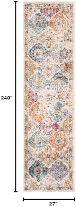 SAFAVIEH Madison Collection Runner Rug - 2'3" x 20', Cream & Multi, Boho Chic Distressed Design, Non-Shedding & Easy Care, Ideal for High Traffic Areas in Living Room, Bedroom (MAD611B)