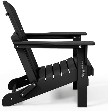 WO Home Furniture Laguna Folding Adirondack Chair, Black