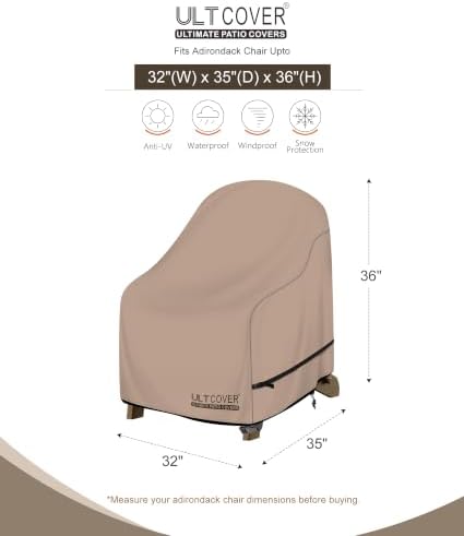 ULTCOVER Patio Adirondack Chair Cover 32W x 35D x 36H in