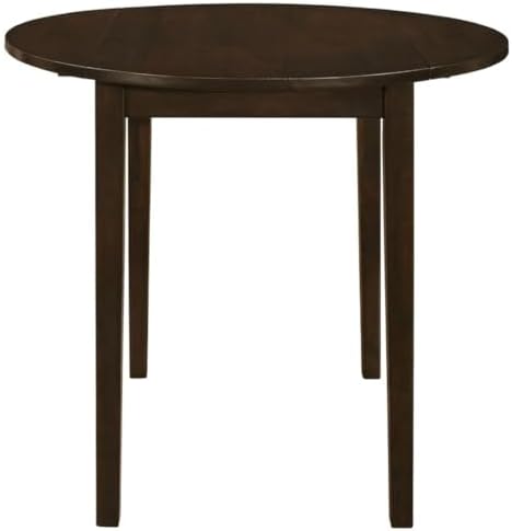 CARTESIAN 3-Piece Round Drop Leaf Dining Set, Cappuccino Table with Ladder Back Chairs, Cream Upholstery