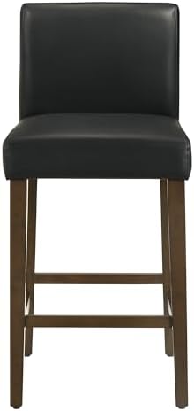 CHITA Counter Height Bar Stools Set of 2, 27" H Seat Height Upholstered Barstools, PU Leather in Black