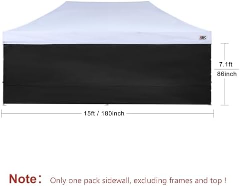 ABCCANOPY Instant Canopy SunWall 10x20 FT No Frame or Top, Black