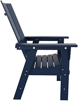 WestinTrends Ashore Outdoor Patio HDPE Plastic Modern Adirondack Dining Chair Navy Blue