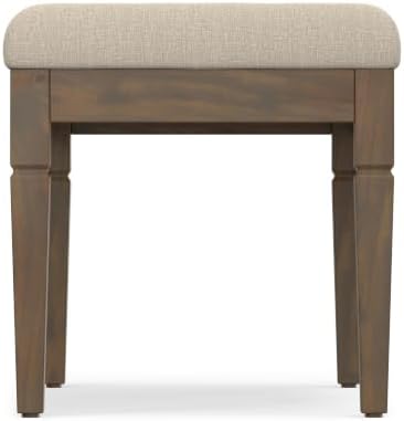 SIMPLIHOME Waverly 28" Wide Linen Look Rectangle Ottoman in Natural