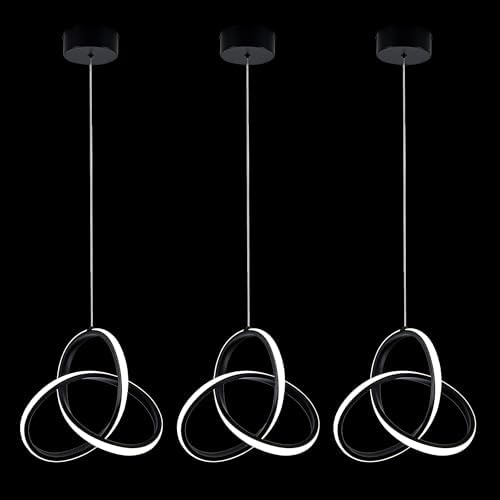 MAYNA Modern Spiral Led Chandelier,Modern Pendant Light 3 Pack (Black)