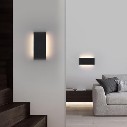 Mille Luckiole 11 Inch Hallway LED Wall Light,5-in-1 CCT 3000K/3500K4000K/5000K/6500K Selectable,Modern LED Sconce Wall for Stairwell,Bedroom,and Bathroom Vanity Mirror,15W Black 4 Pack Led Wall Lamp