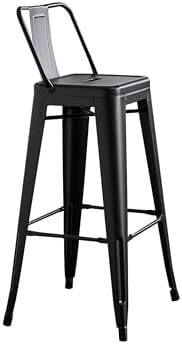 AC Pacific 30” Metal Barstool Set of 2 – Country Rustic Style with Low Back, Lightweight & Sturdy Build, Easy Assembly – Matte Black