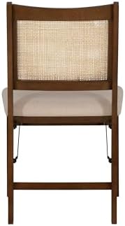 Powell Kasi Brown and Natural Rattan Cane Fully Assembled Foldable Wooden Dining Side Chair
