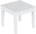 Costaelm Small Outdoor Side Table, Patio End Table Weather Resistant Outdoor Coffee Table, Square Conversation Table for Indoor, Porch, Balcony, Garden, Poolside, Deck, White