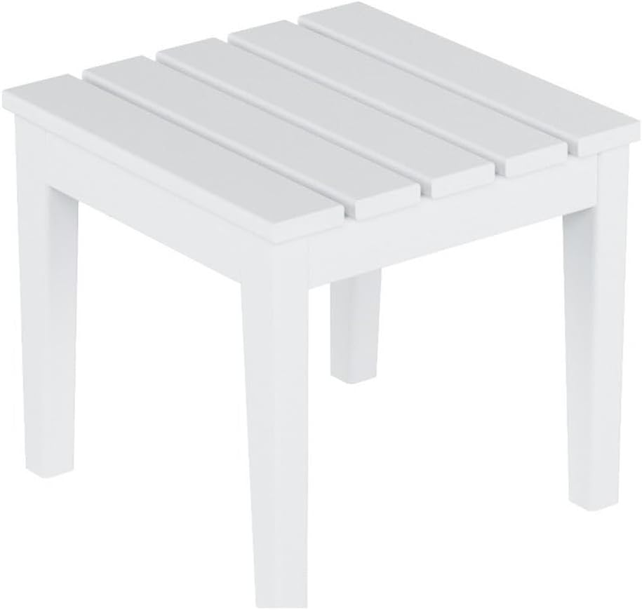 Costaelm Small Outdoor Side Table, Patio End Table Weather Resistant Outdoor Coffee Table, Square Conversation Table for Indoor, Porch, Balcony, Garden, Poolside, Deck, White