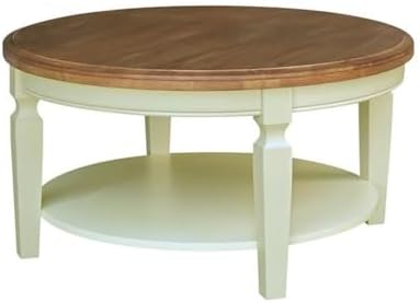 IC INTERNATIONAL CONCEPTS Solid Wood Vista Round Coffee Table, Hickory/Shell