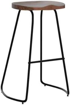 HeuGah Wood Bar Stools Set of 3, 30" Backless Saddle Seat Barstools