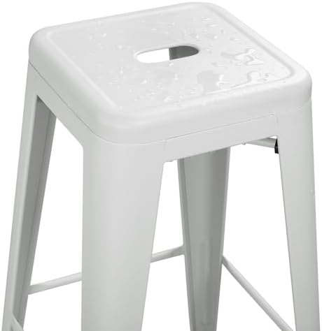 Yaheetech 30 Inch Metal Bar Stools Set of 4, Stackable Barstools, White