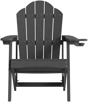 LUE BONA HDPE Adirondack Chairs Set of 2, Black Fire Pit Chairs