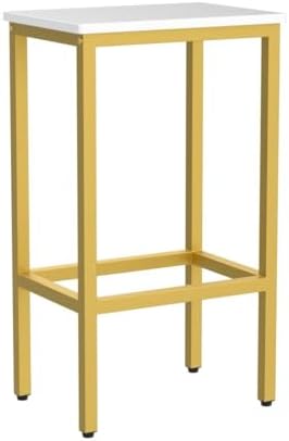 MAHANCRIS Bar Stools, Set of 2 Bar Chairs, Kitchen Breakfast Bar Stools with Footrest, 25.8-Inch Height, Rectangular Industrial Stools, for Dining Room, Easy Assembly, White and Gold BAJW0101