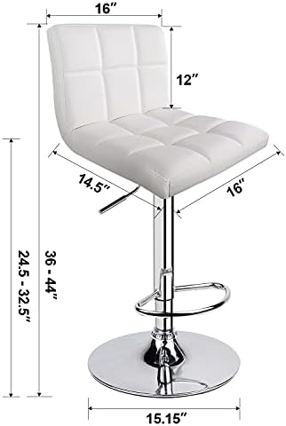 Leopard Bar Stools, Modern PU Leather Bar Stool with Back, Set of 2, White