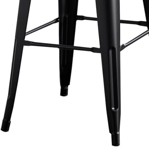 AC Pacific 30” Metal Barstool Set of 2 – Country Rustic Style with Low Back, Lightweight & Sturdy Build, Easy Assembly – Matte Black