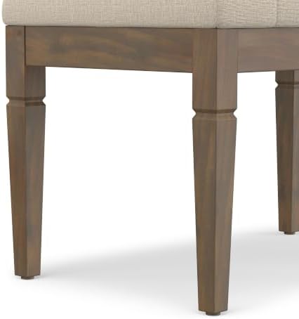 SIMPLIHOME Waverly 28" Wide Linen Look Rectangle Ottoman in Natural