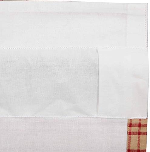 VHC Brands Sawyer Mill Plaid Cotton Farmhouse Kitchen Curtains Rod Pocket Hanging Loops 24 Inches Length, Tier Pair, Red