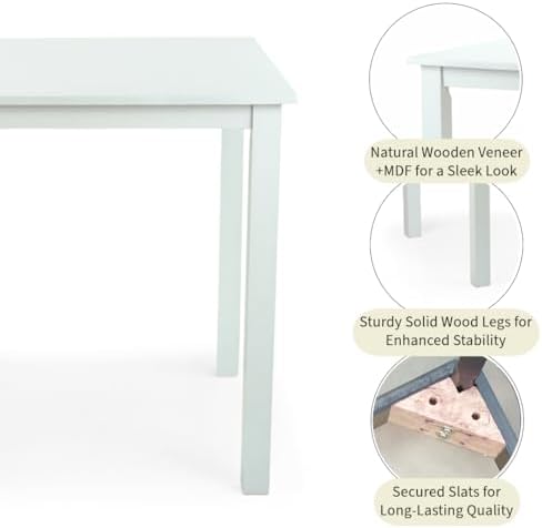 Dining Square Kitchen Table Contemporary Design Solid Wooden in White Finish