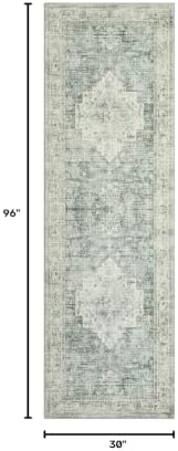LIVEBOX Washable 2.5x8 Runner Rugs for Entryway Bathroom, Boho Kitchen Floor Mats Long Rug Runners for Hallways Non Slip, Farmhouse Low-Pile Carpet Runners for Laundry Room, Sage Green