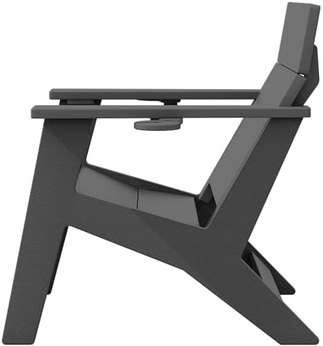 SERWALL Modern Adirondack Chairs Set of 2, Cup‑Holder, Solid Backrest, Grey