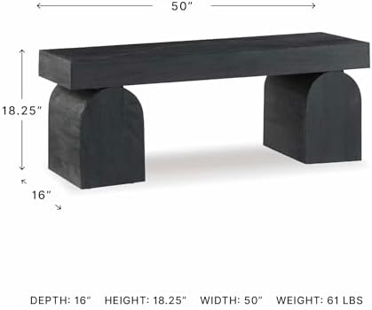 Signature Design by Ashley Holgrove Modern Entryway Accent Bench, Black