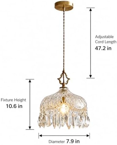 LIGHTLAND Vintage Small Crystal Glass Chandelier, 7.9 Inch Diameter