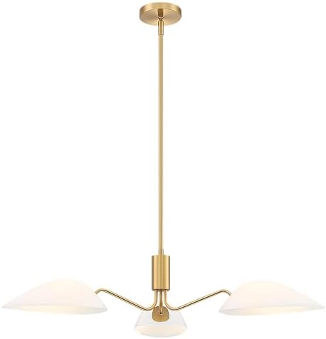 MEXO Modern Glass Chandeliers, Sputnik Chandelier Gold Pendant Lighting Fixture Glass Shade Ceiling Light for Dining Room Kitchen Island