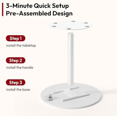 SANODESK 27.5'' Pneumatic Height Adjustable Round Dining Table Bar Table