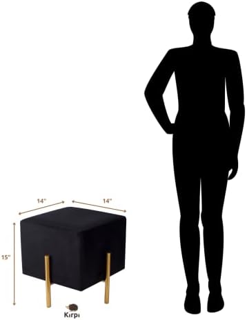 Kirpi Cream Velvet Foot Stool Set of 2, Modern Vanity Ottoman Stools with Gold Legs, Cube Accent Foot Rest for Living Room Bedroom Makeup Vanity (Cream)