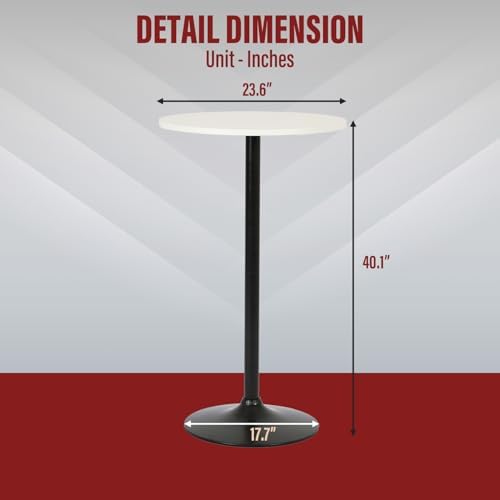 Round Bar Table 40" Height Modern Pub Table with Solid Top and Sturdy Metal Base, High Top Table for Kitchen, Dining Room, Bistro, Cocktail, White