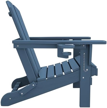 SERWALL Outdoor Adirondack Chair Set of 2 with 2 Cup Holders,Foldable,Blue