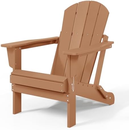 WestinTrends Malibu 2 Piece Set Outdoor Folding Poly Adirondack Chair, Teak