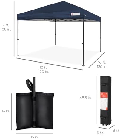 Best Choice Products 10x10 Pop Up Canopy Tent, EZ Setup, Navy Blue