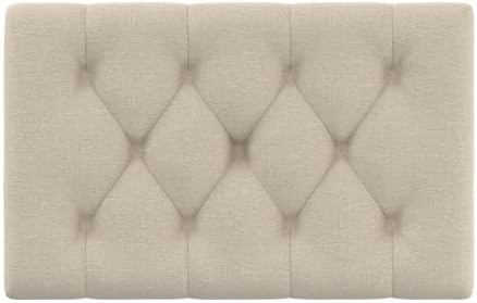 SIMPLIHOME Waverly 28" Wide Linen Look Rectangle Ottoman in Natural