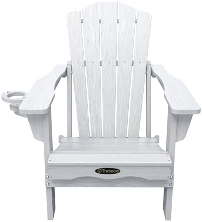 THOEOE Folding Adirondack Chair Set of 2, HDPE Outdoor Chairs, Patio Chairs