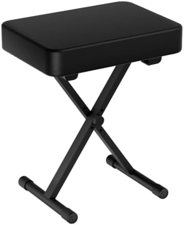 Adjustable X-Style Keyboard Bench,Thick Cushion,Folding X-Style Keyboard Bench,3-Position Height,Non-Slip & Height-Adjustable Rubber Feet,Black