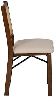 Powell Kasi Brown and Natural Rattan Cane Fully Assembled Foldable Wooden Dining Side Chair